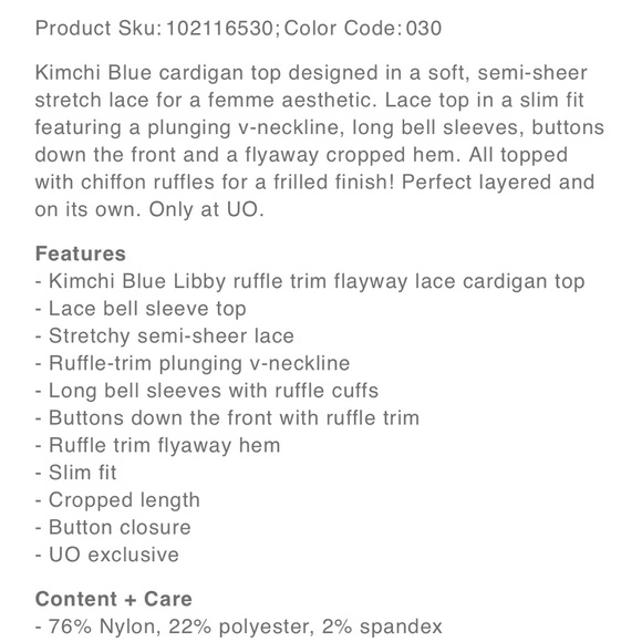 Libby Ruffle Trim Flyaway Lace Cardigan Top in Green - Picture 6 of 6